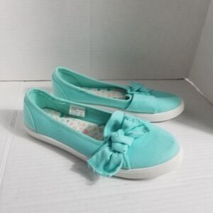 WONDER NATION GIRLS BLUE TURQUOISE FLATS WITH BOW SIZE 4 (PLEASE SEE ALL PHOTOS)